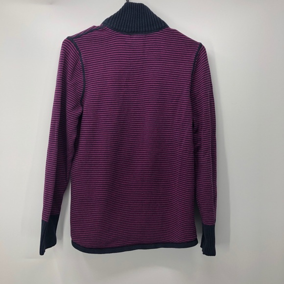 Eddie Bauer Purple Stripe Jacket Sweater Zip Up - Picture 2 of 6